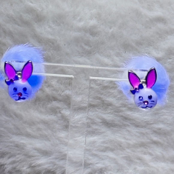 Cute Bunny Earrings with Pink and Blue Accents - Picture 9 of 9